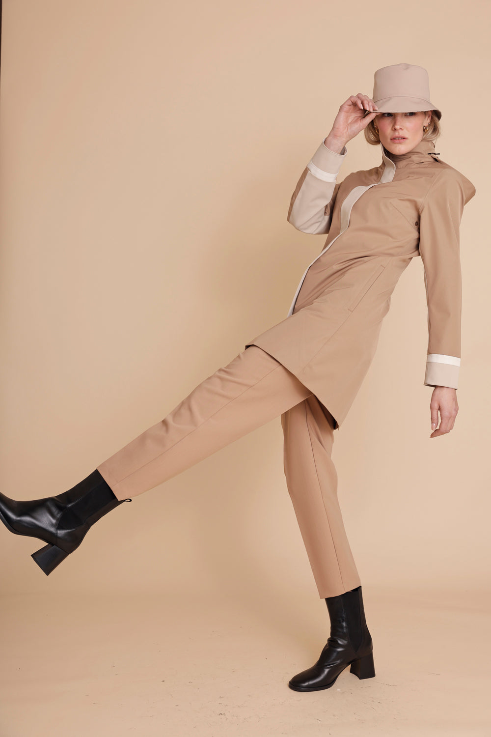 Waterproof Straight Fit Coat  | Camel Beige