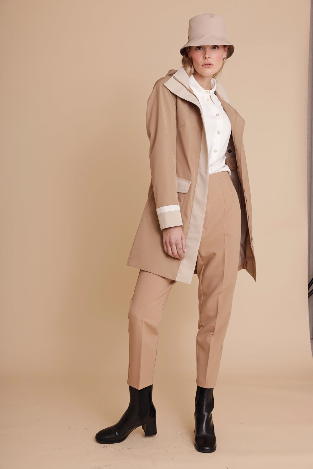 Waterproof Straight Fit Coat  | Camel Beige