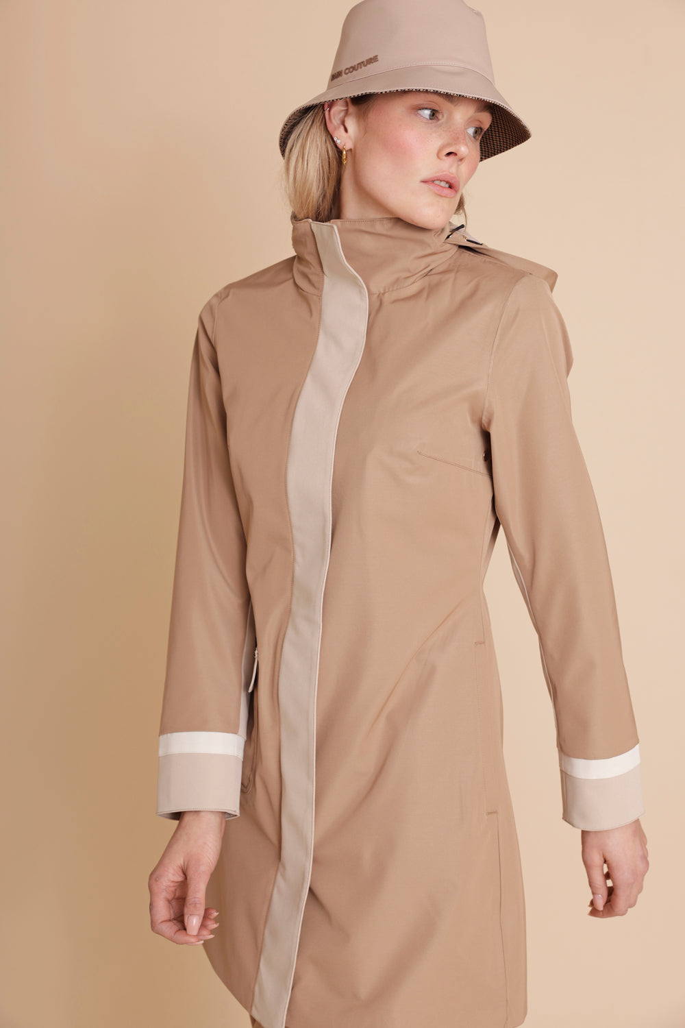 Waterproof Straight Fit Coat  | Camel Beige