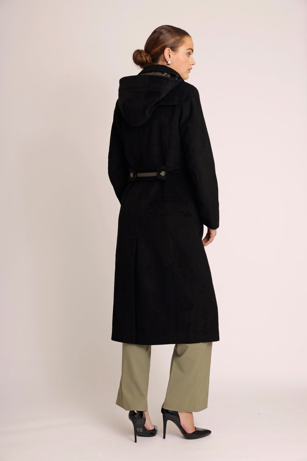 Waterproof Double Breasted Wool Trench  | Black Wool