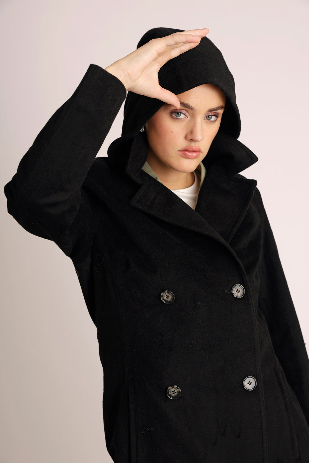 Waterproof Double Breasted Wool Trench  | Black Wool