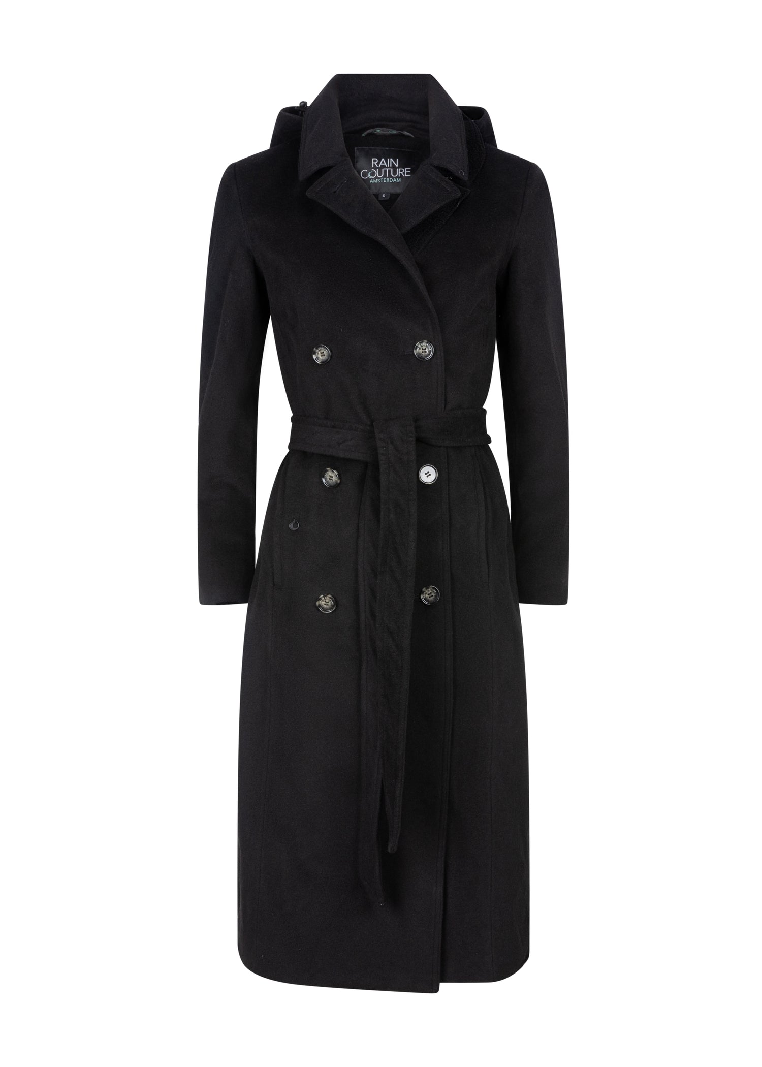 Waterproof Double Breasted Wool Trench  | Black Wool