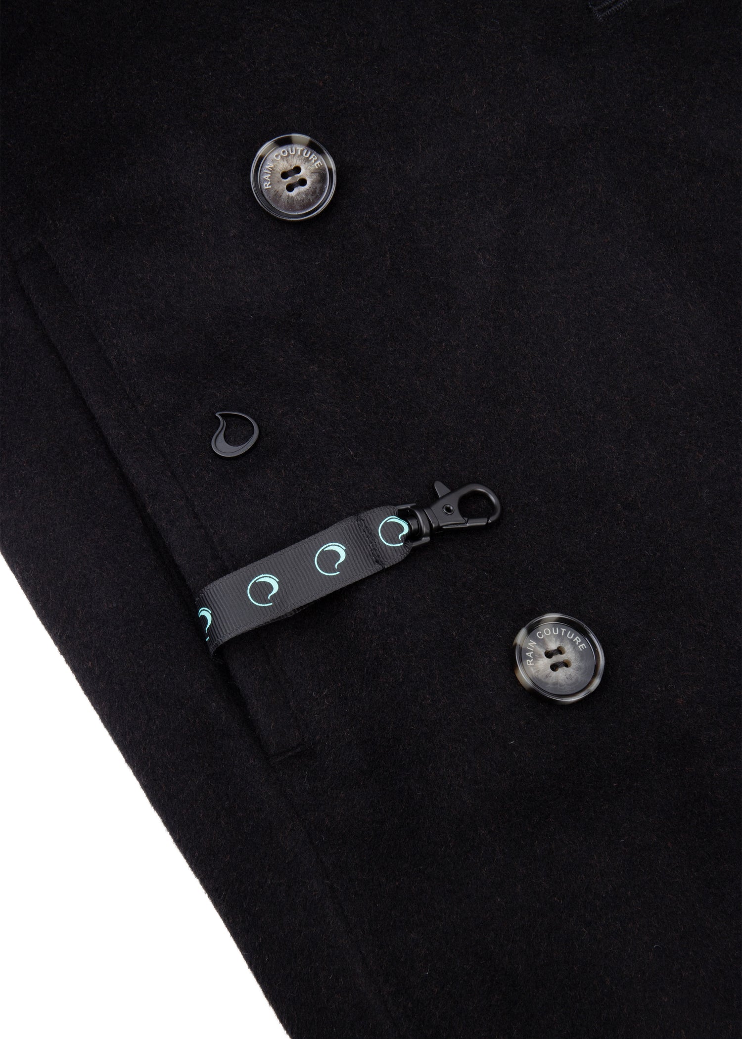 Waterproof Double Breasted Wool Trench  | Black Wool