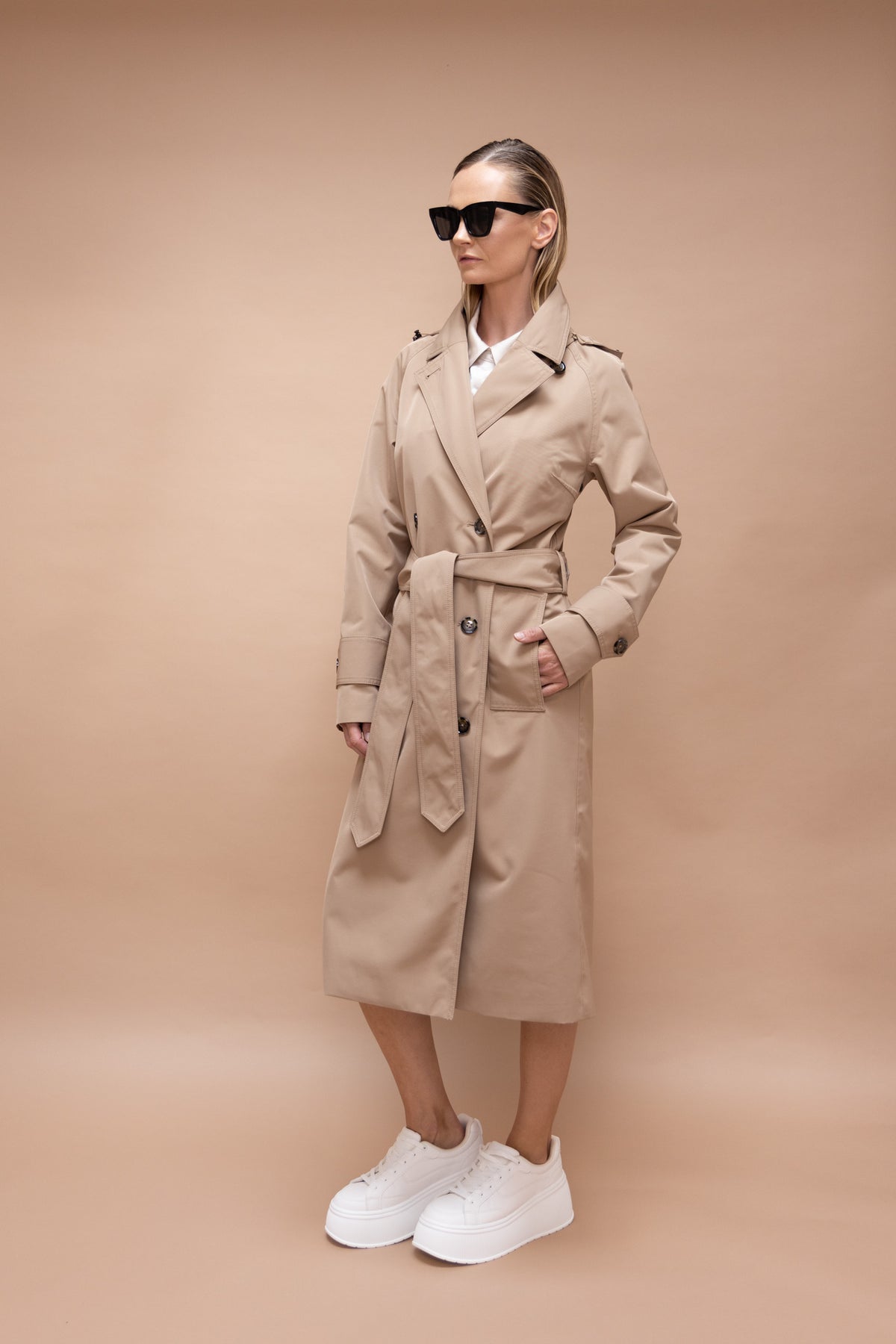 Waterproof Straight-Fit Trenchcoat  | Beige (Old)