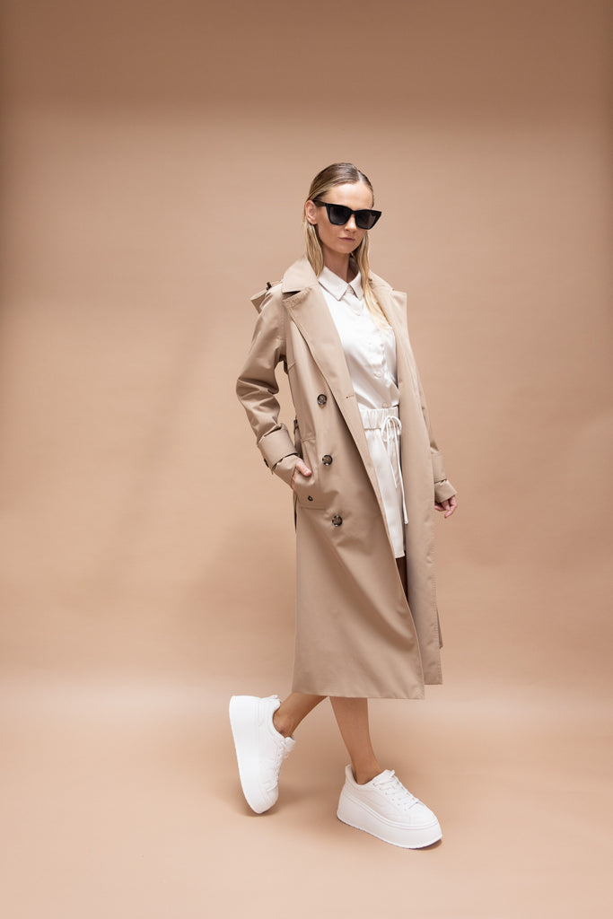 Waterproof Straight-Fit Trenchcoat  | Beige (Old)