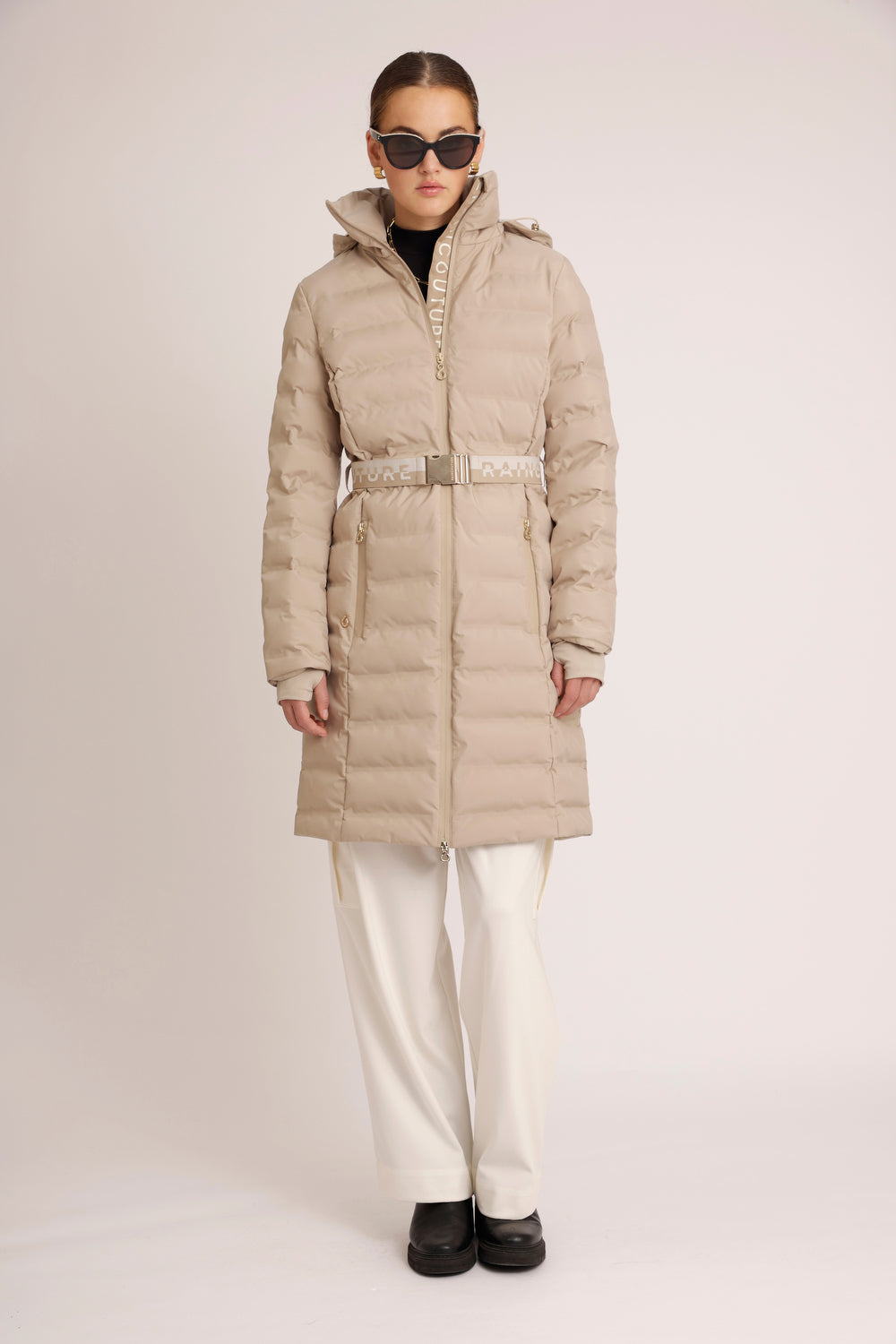 Waterproof Tailored-Fit Puffer Jacket  | Beige