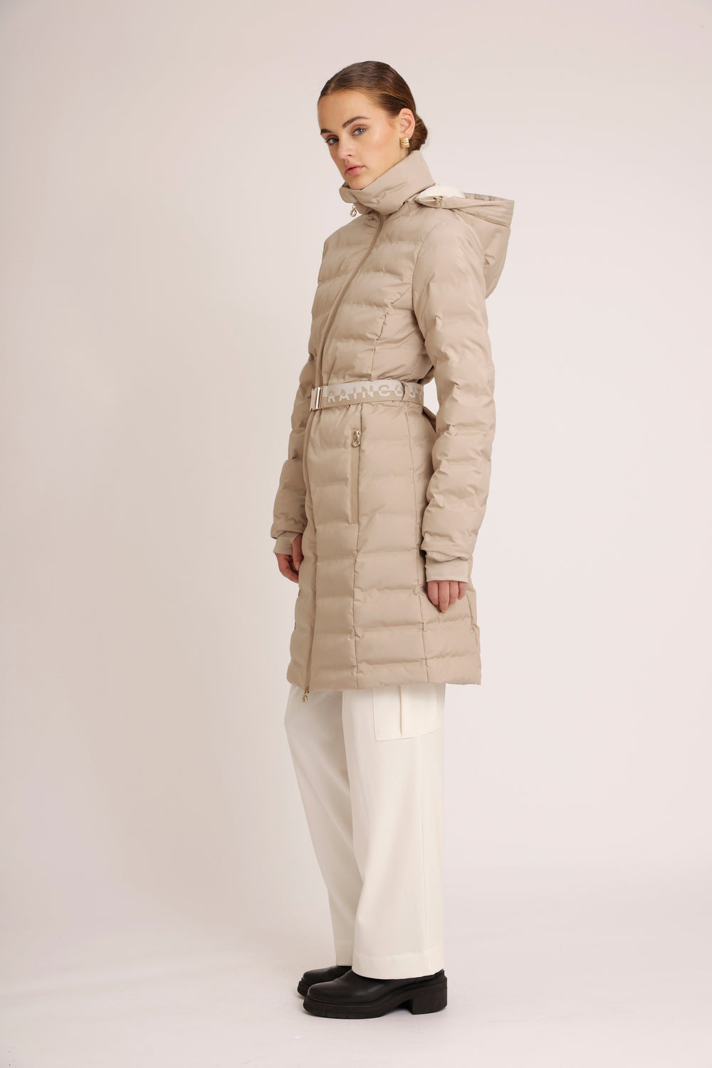 Waterproof Tailored-Fit Puffer Jacket  | Beige