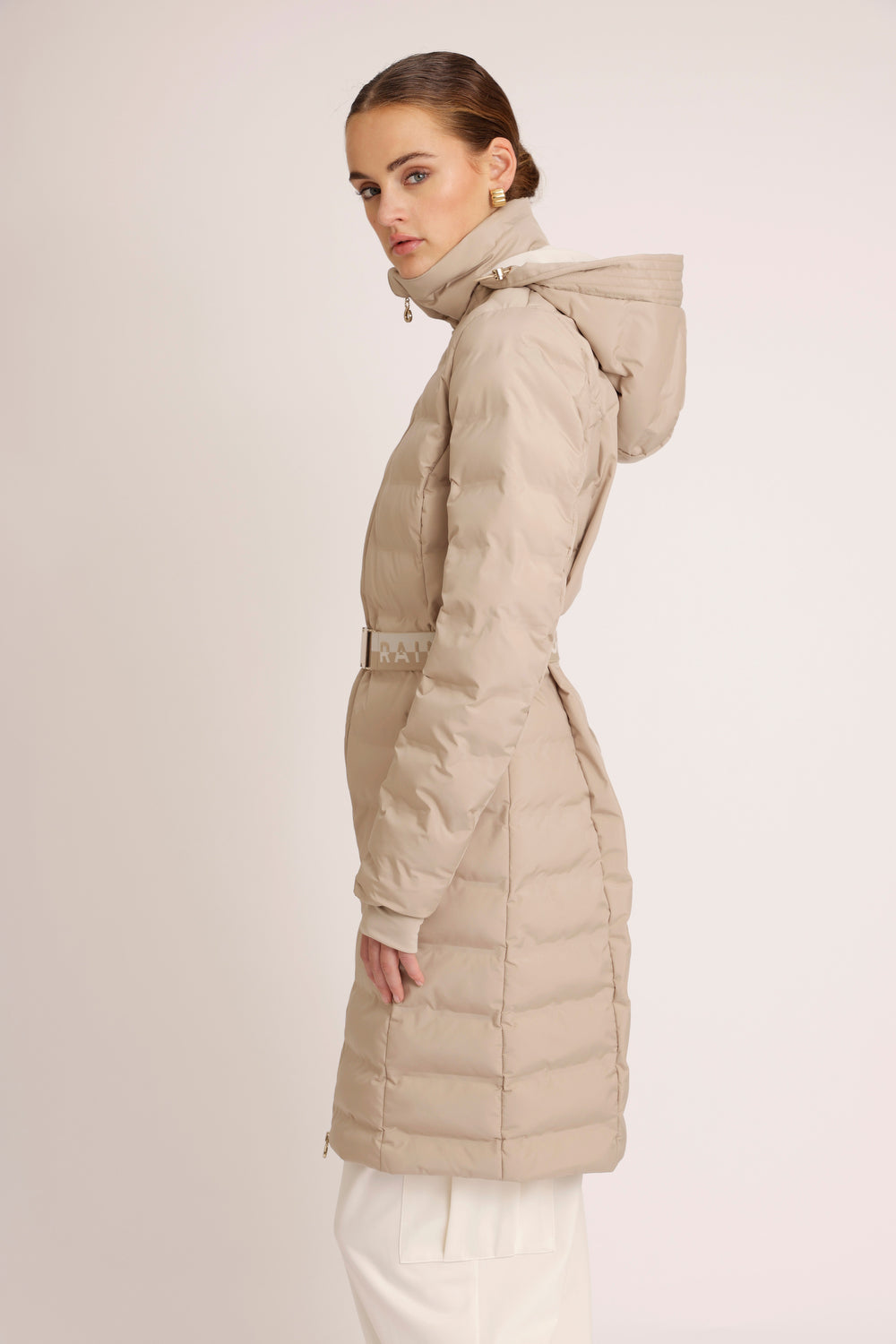 Waterproof Tailored-Fit Puffer Jacket  | Beige