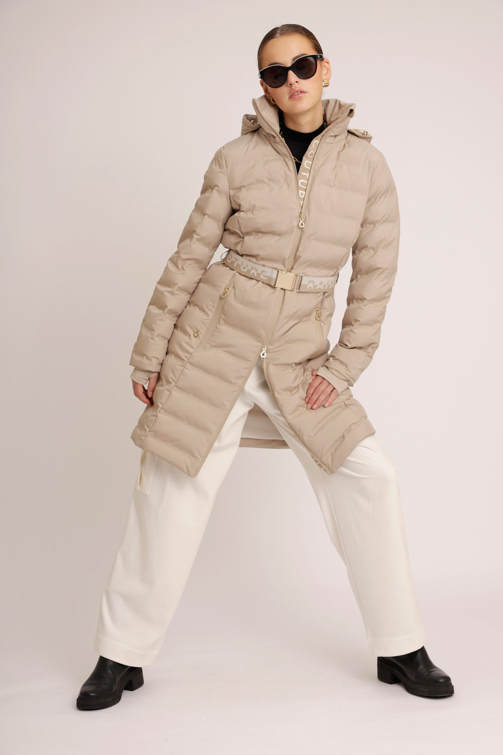 Waterproof Tailored-Fit Puffer Jacket  | Beige