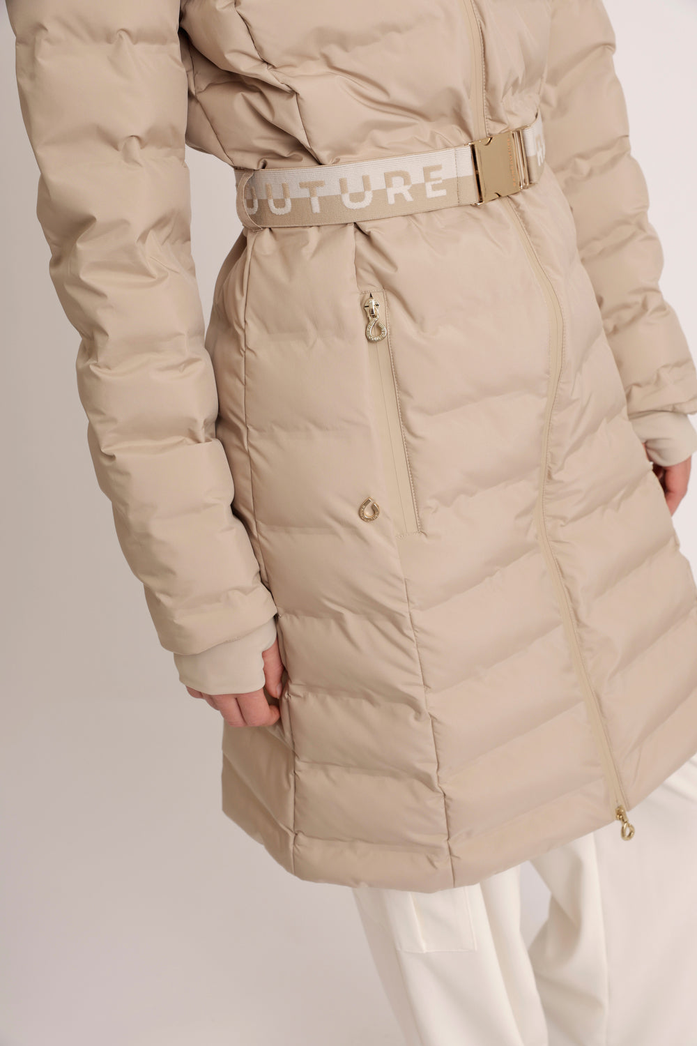 Waterproof Tailored-Fit Puffer Jacket  | Beige