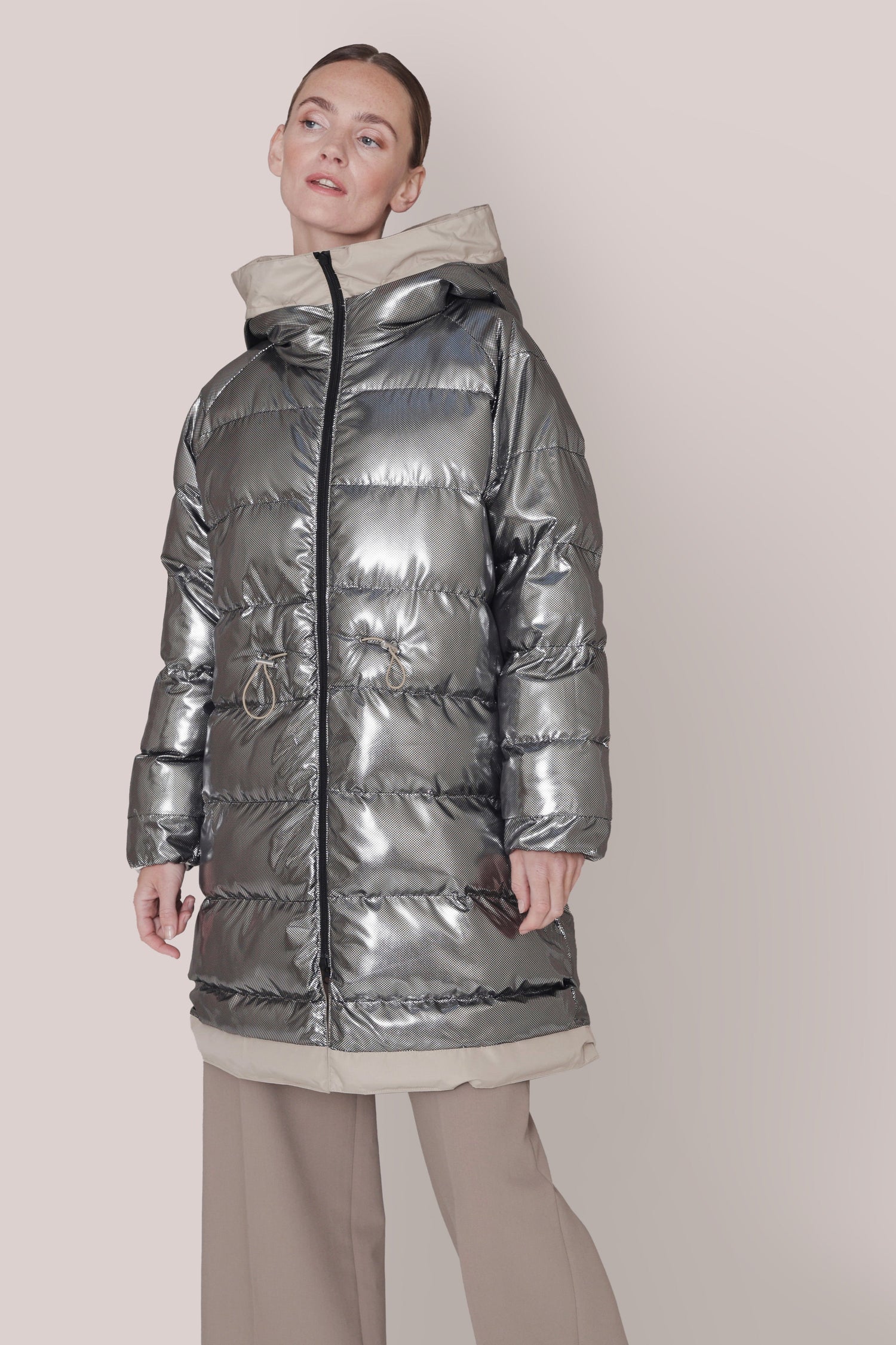 Waterproof Reversible Puffer Jacket - Beige