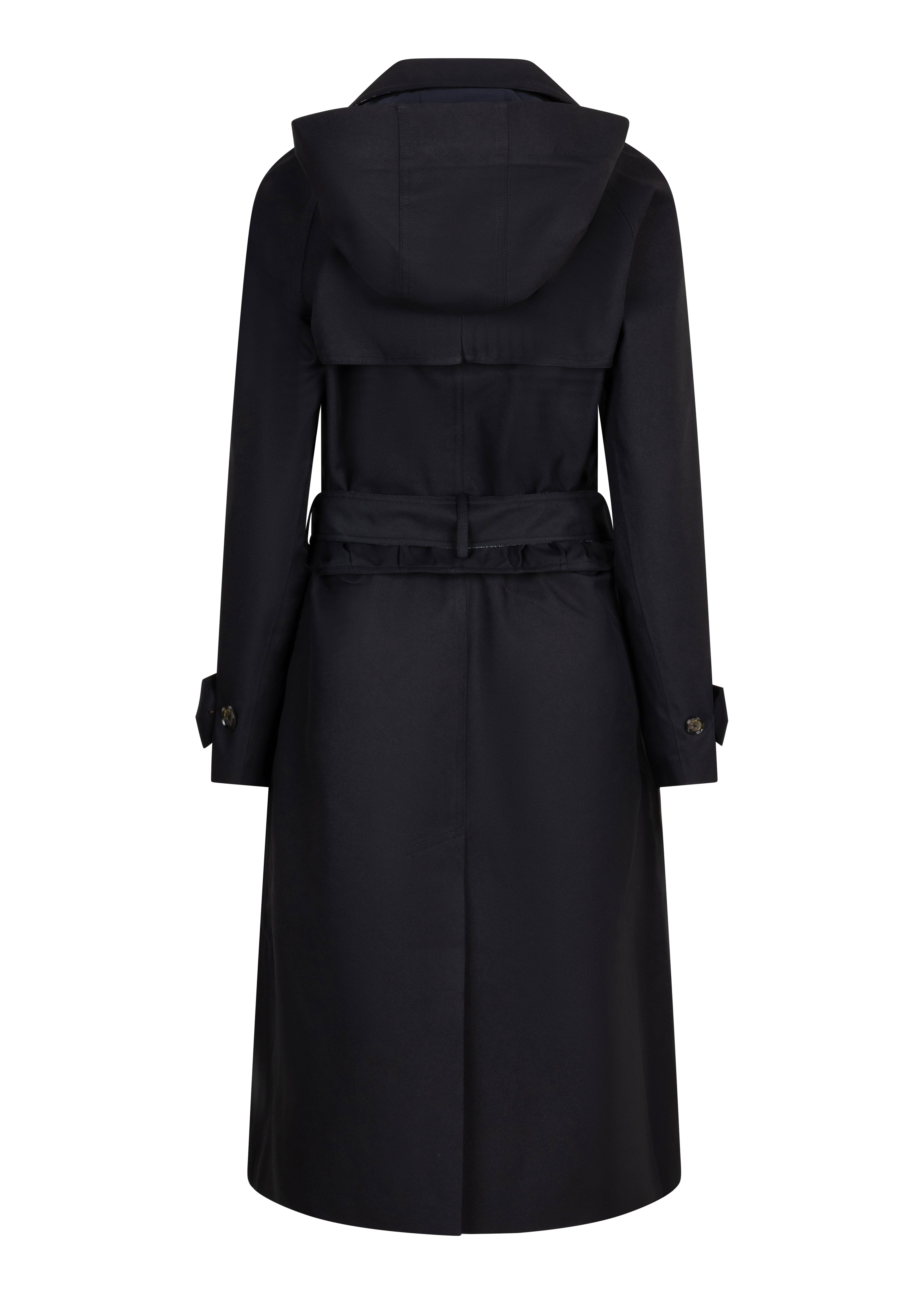 Black Trench Waterproof Hooded Trench Coat Womens Waterproof Zip