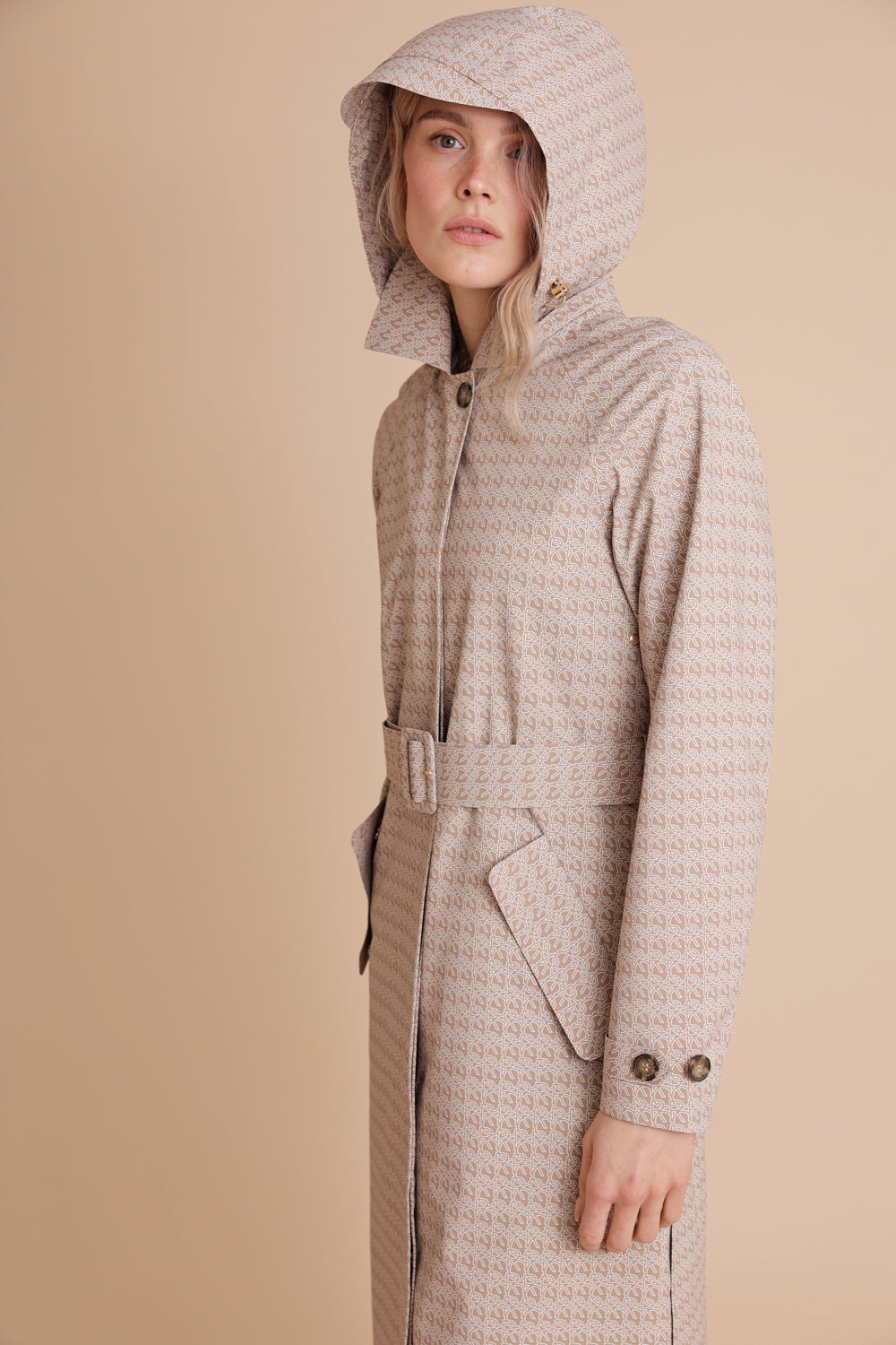 Waterproof Packable Straight-Fit Trenchcoat  | Beige Monogram