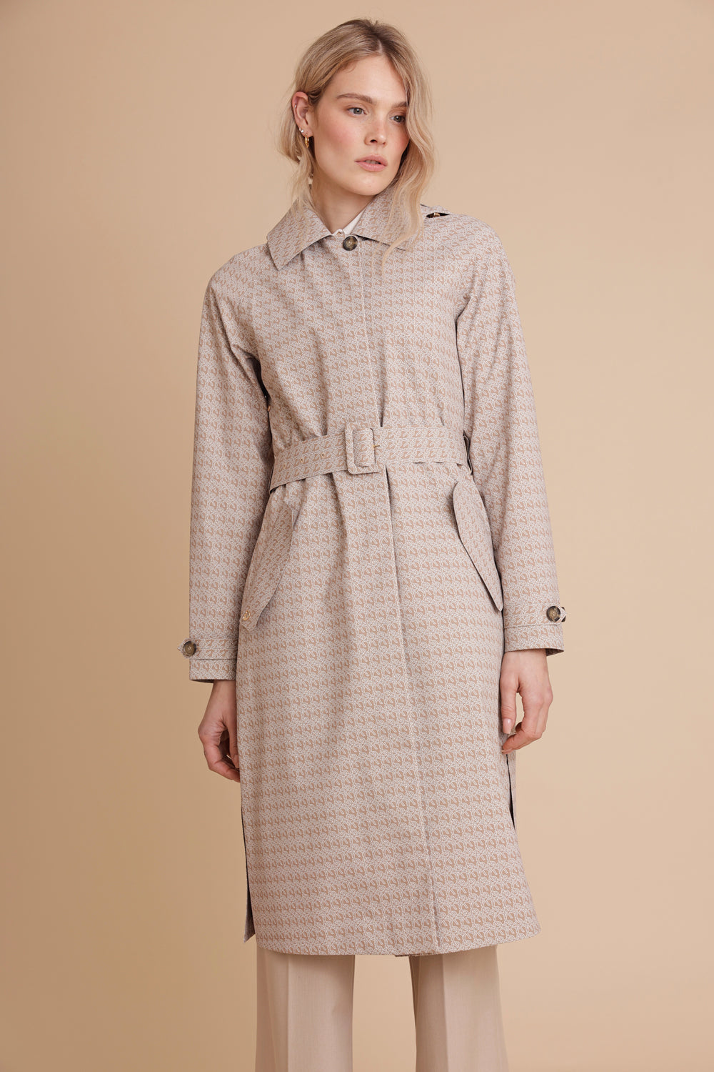 Waterproof Packable Straight-Fit Trenchcoat  | Beige Monogram