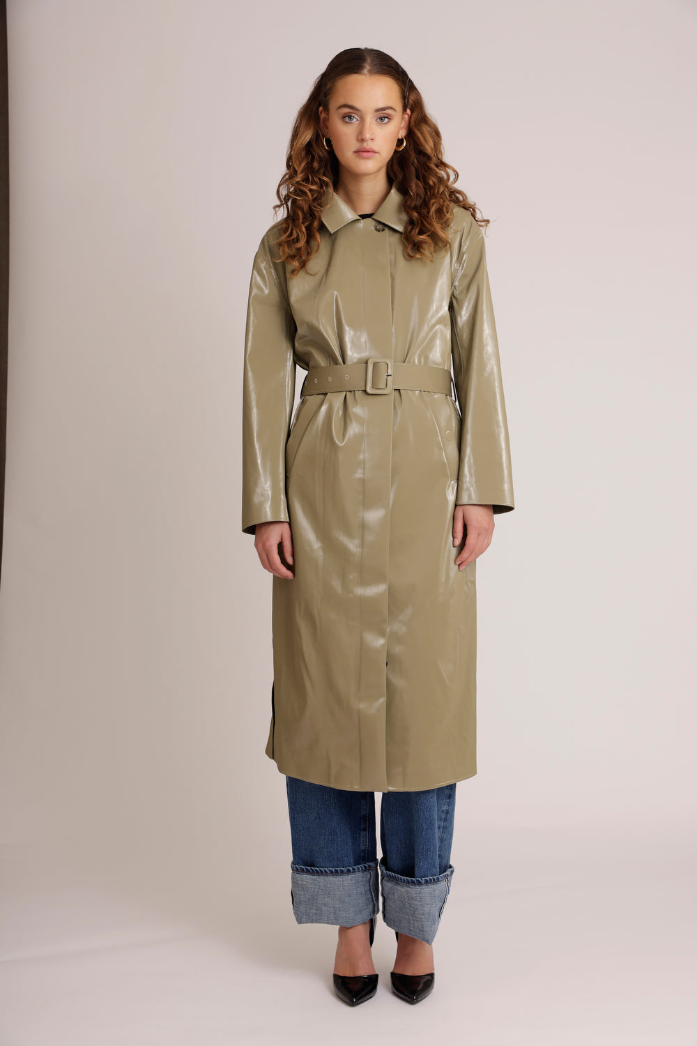 Waterproof Laque Coat | Khaki Green