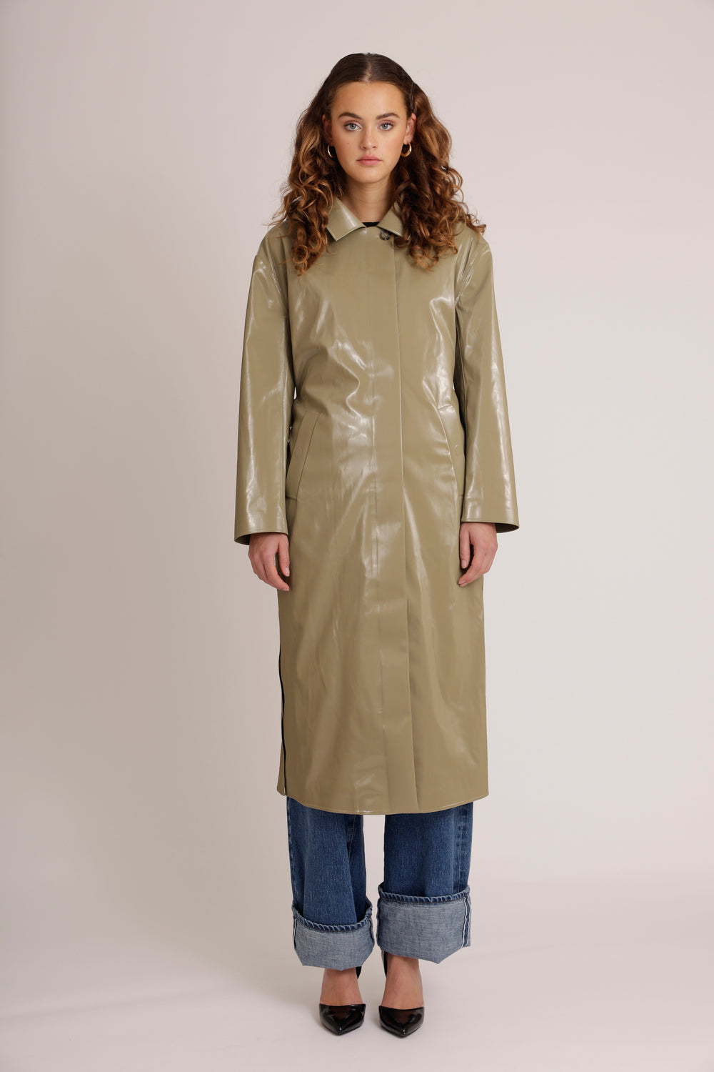 Waterproof Laque Coat | Khaki Green