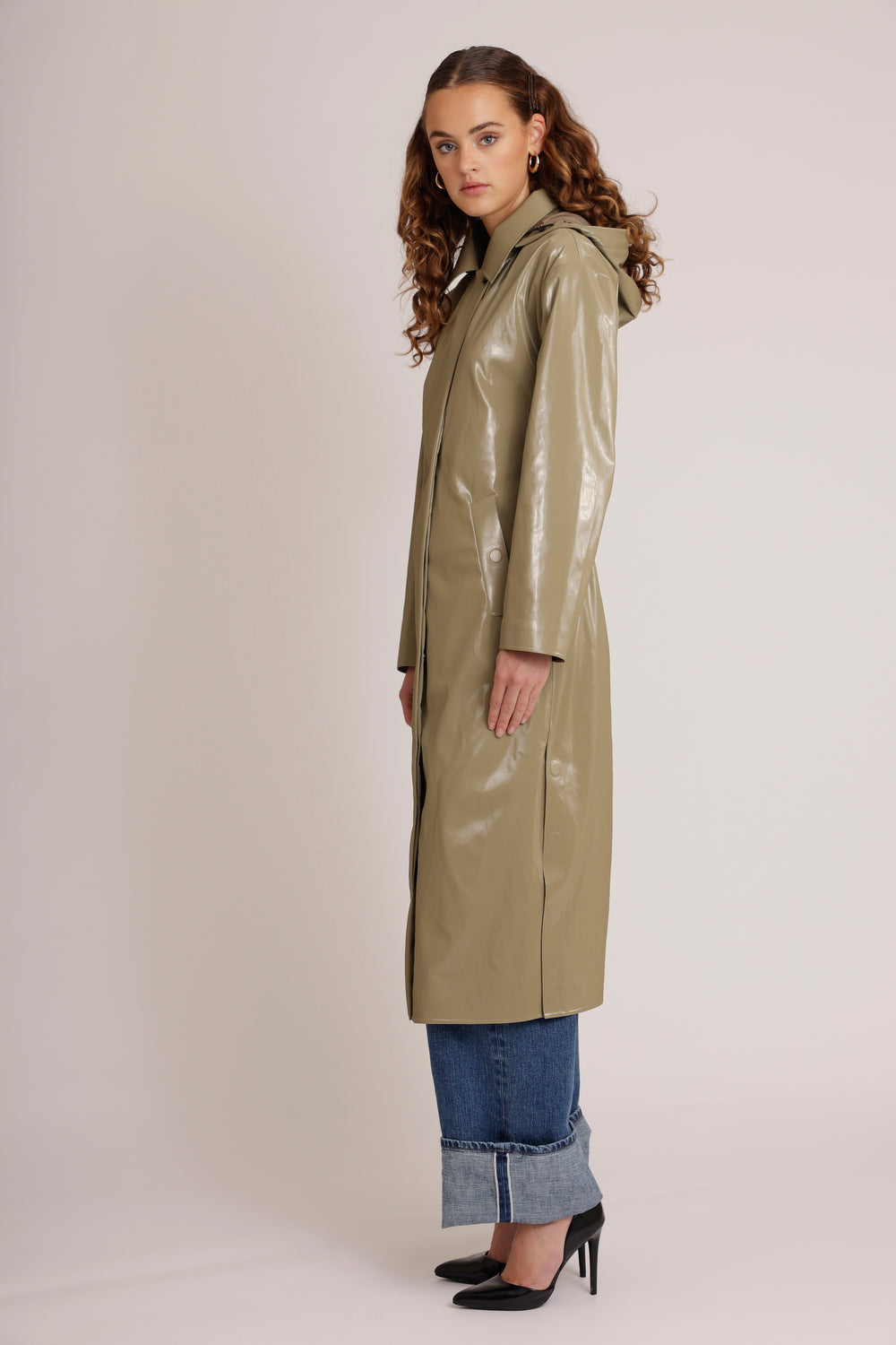 Waterproof Laque Coat | Khaki Green