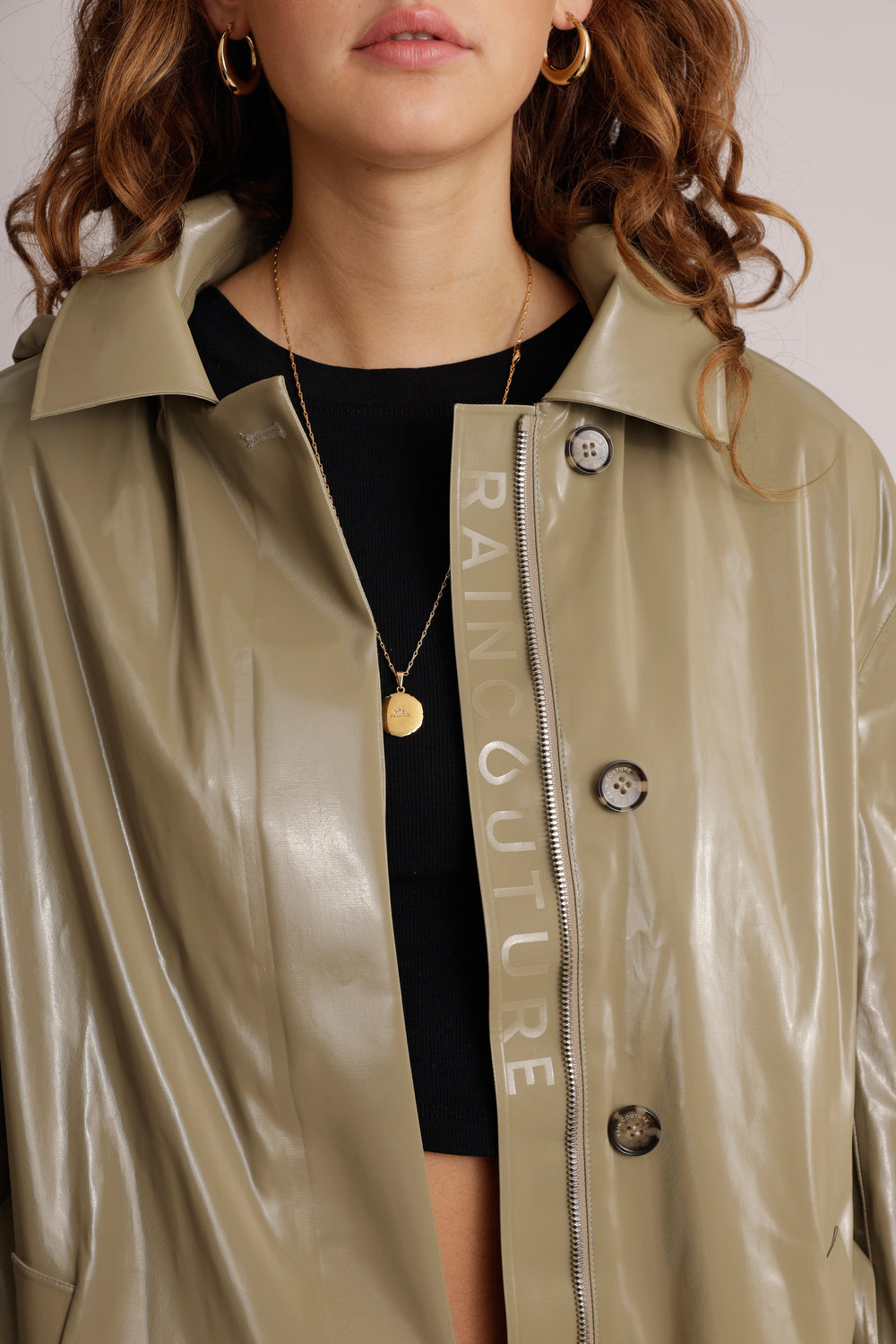 Waterproof Laque Coat | Khaki Green