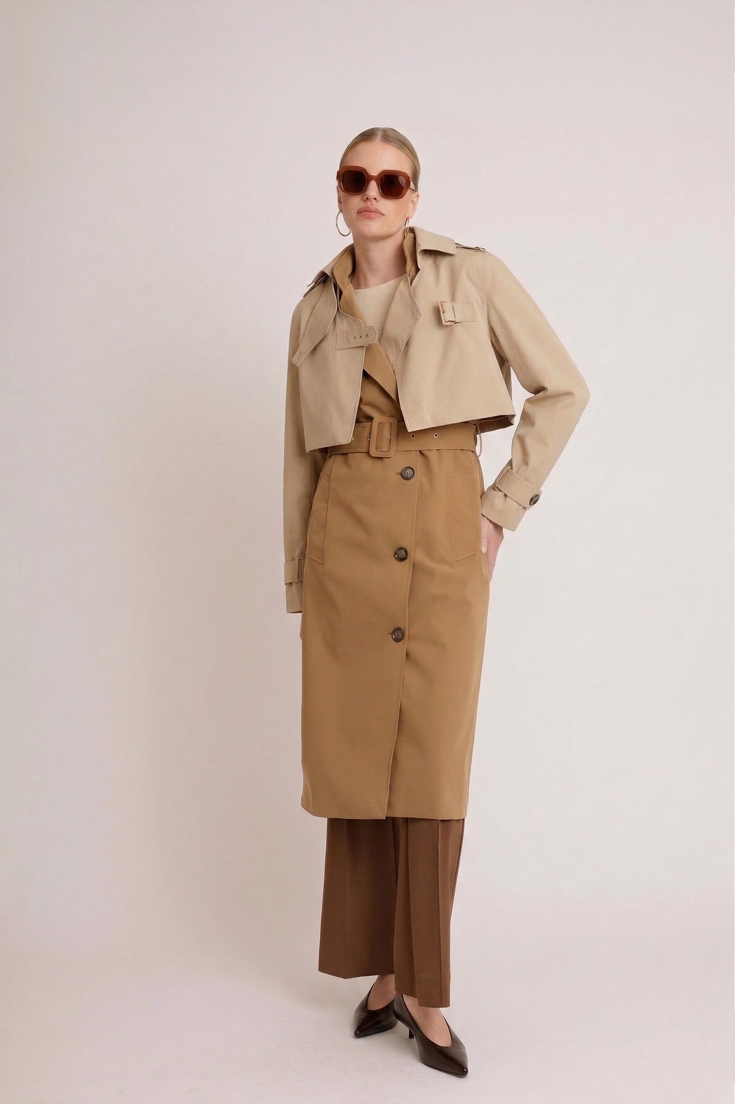 Cropped Trench | Beige