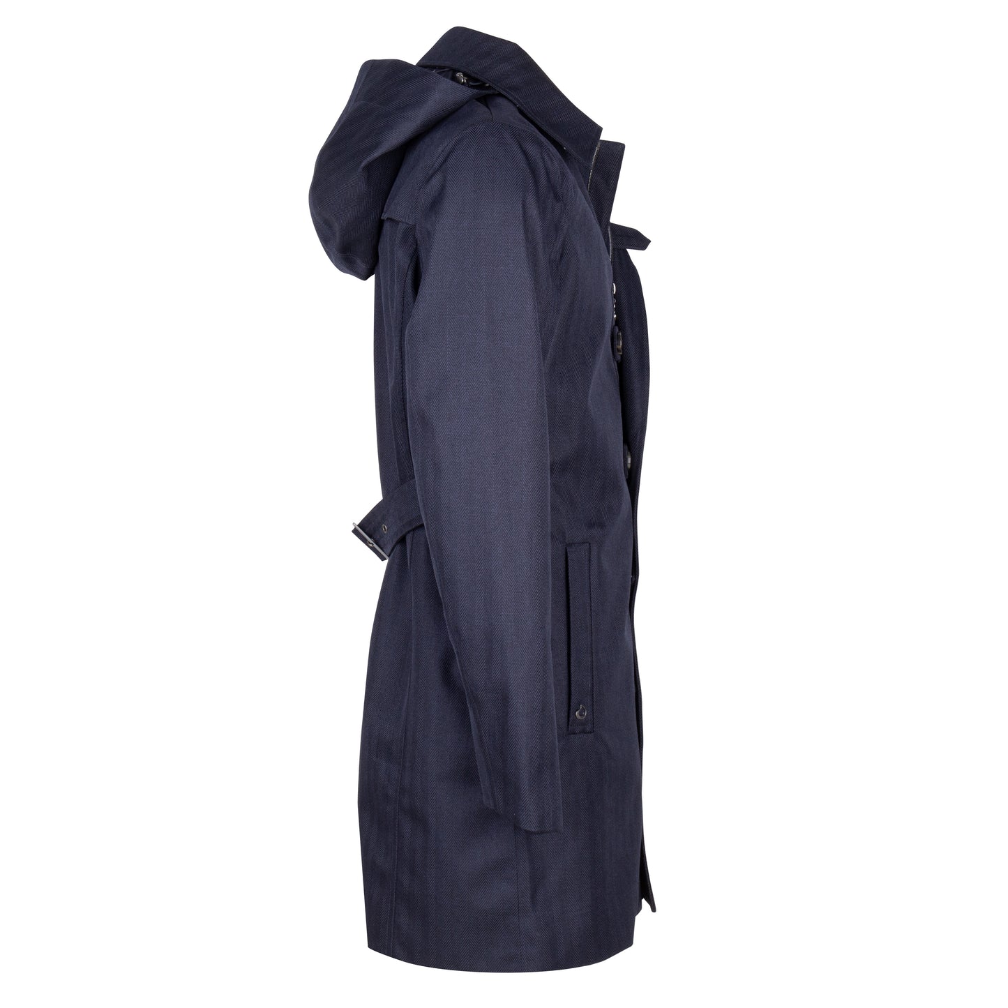 Waterproof Straight Fit Trenchcoat  | Navy Herringbone