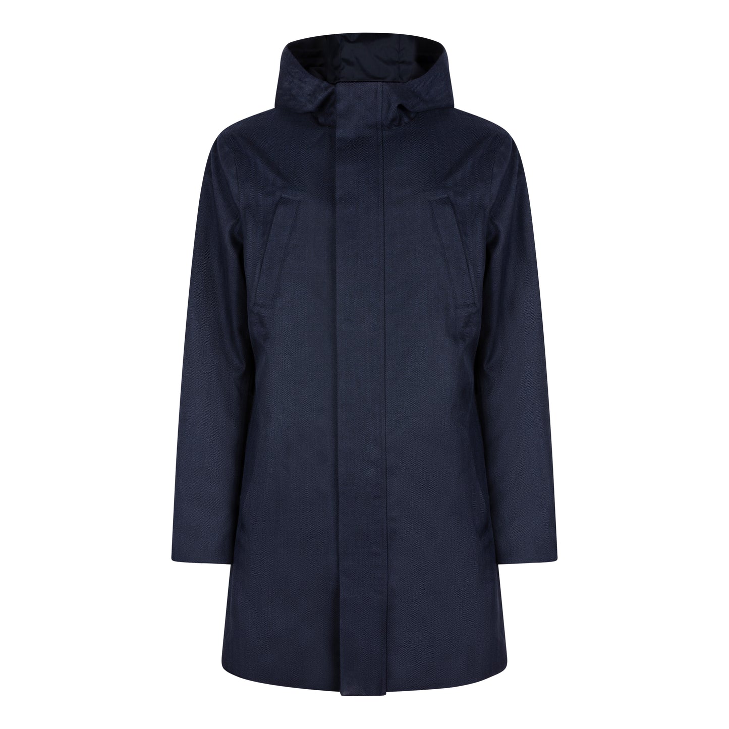 Waterproof Tailored Fit Parka  | Navy Herringbone