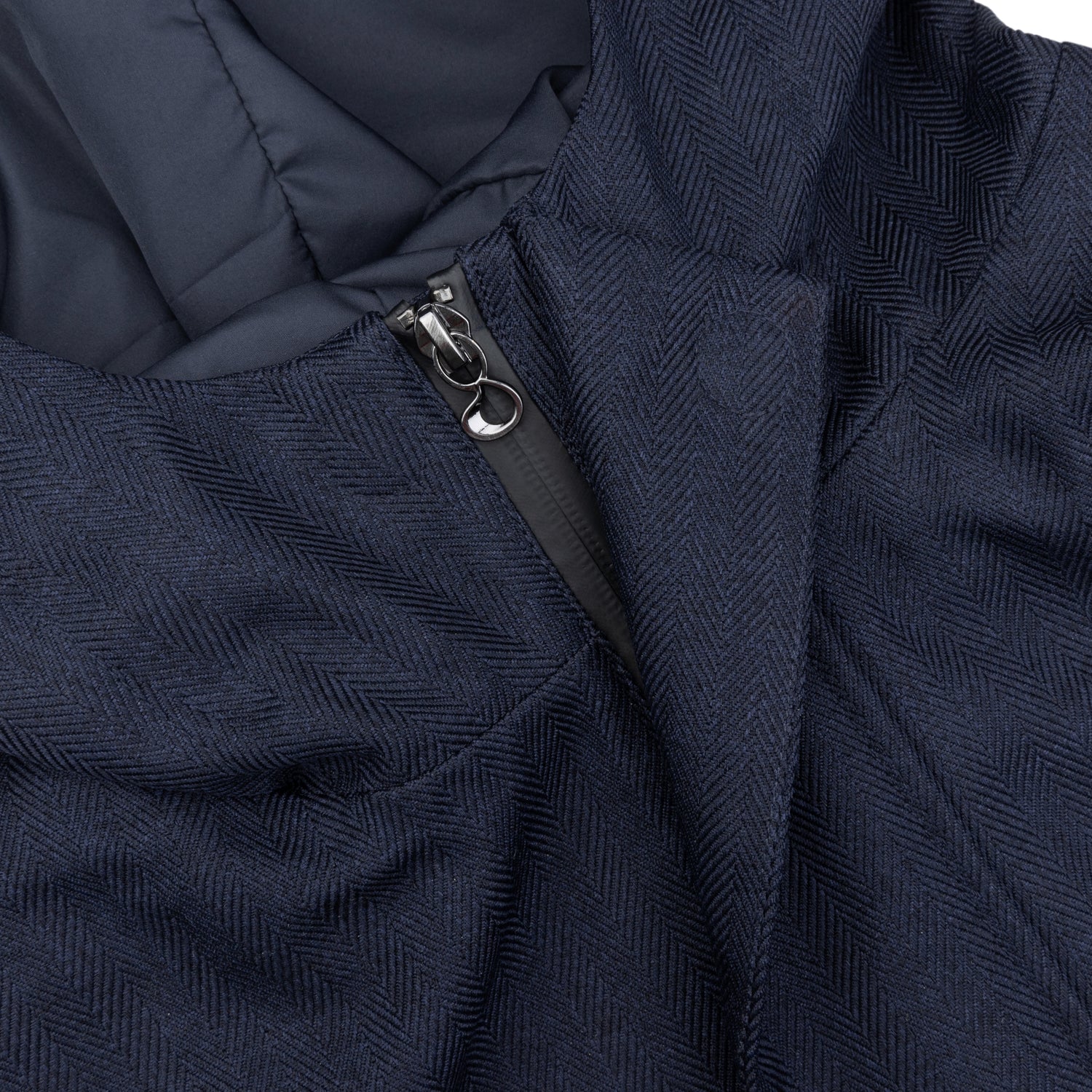 Waterproof Tailored Fit Parka  | Navy Herringbone