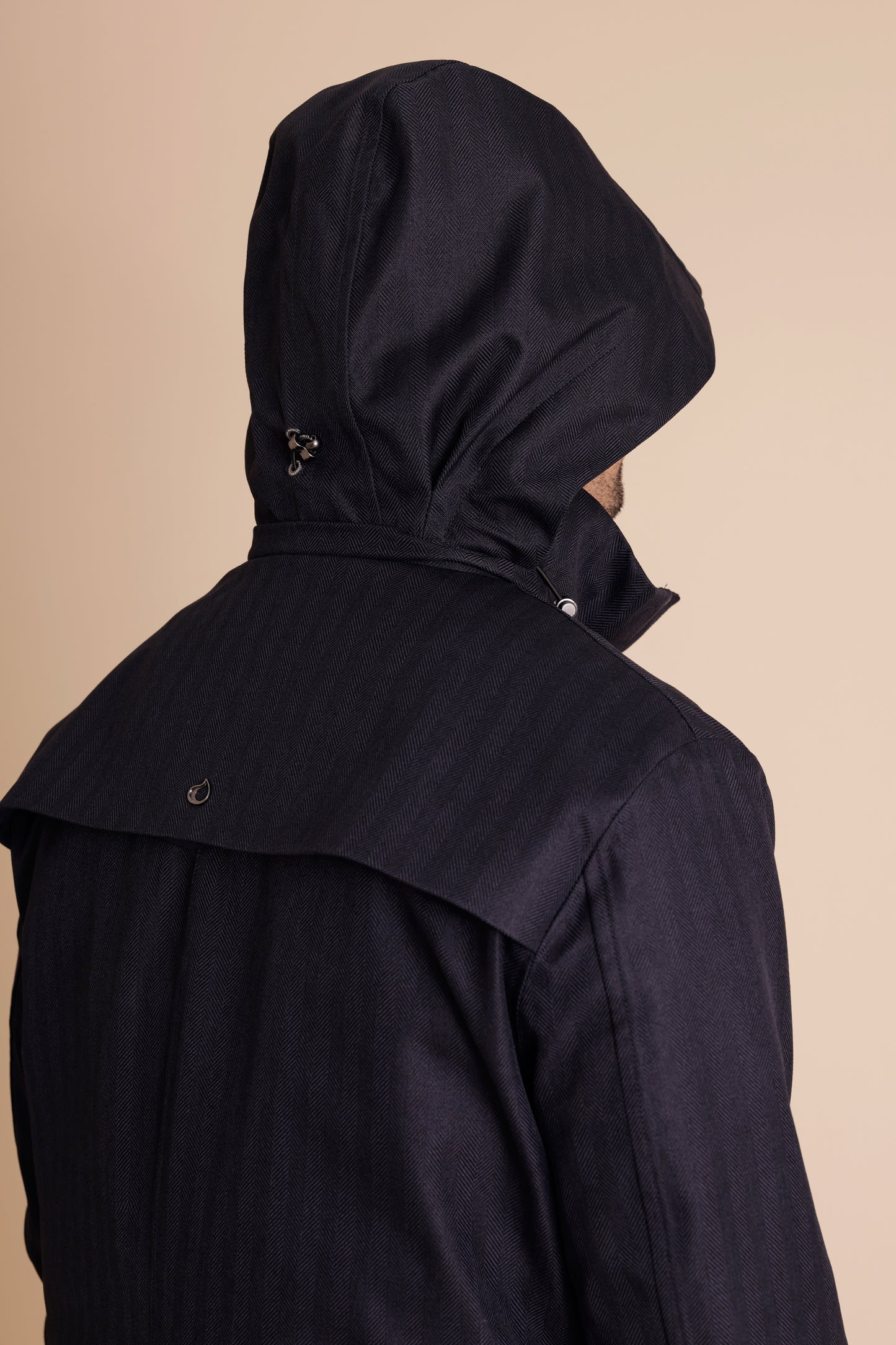 Waterproof Tailored Fit Parka  | Navy Herringbone