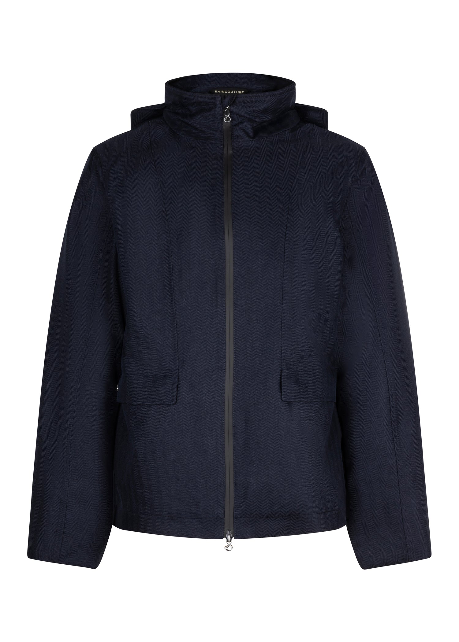 Waterproof Relaxed Fit Short Jacket  | Navy Herringbone