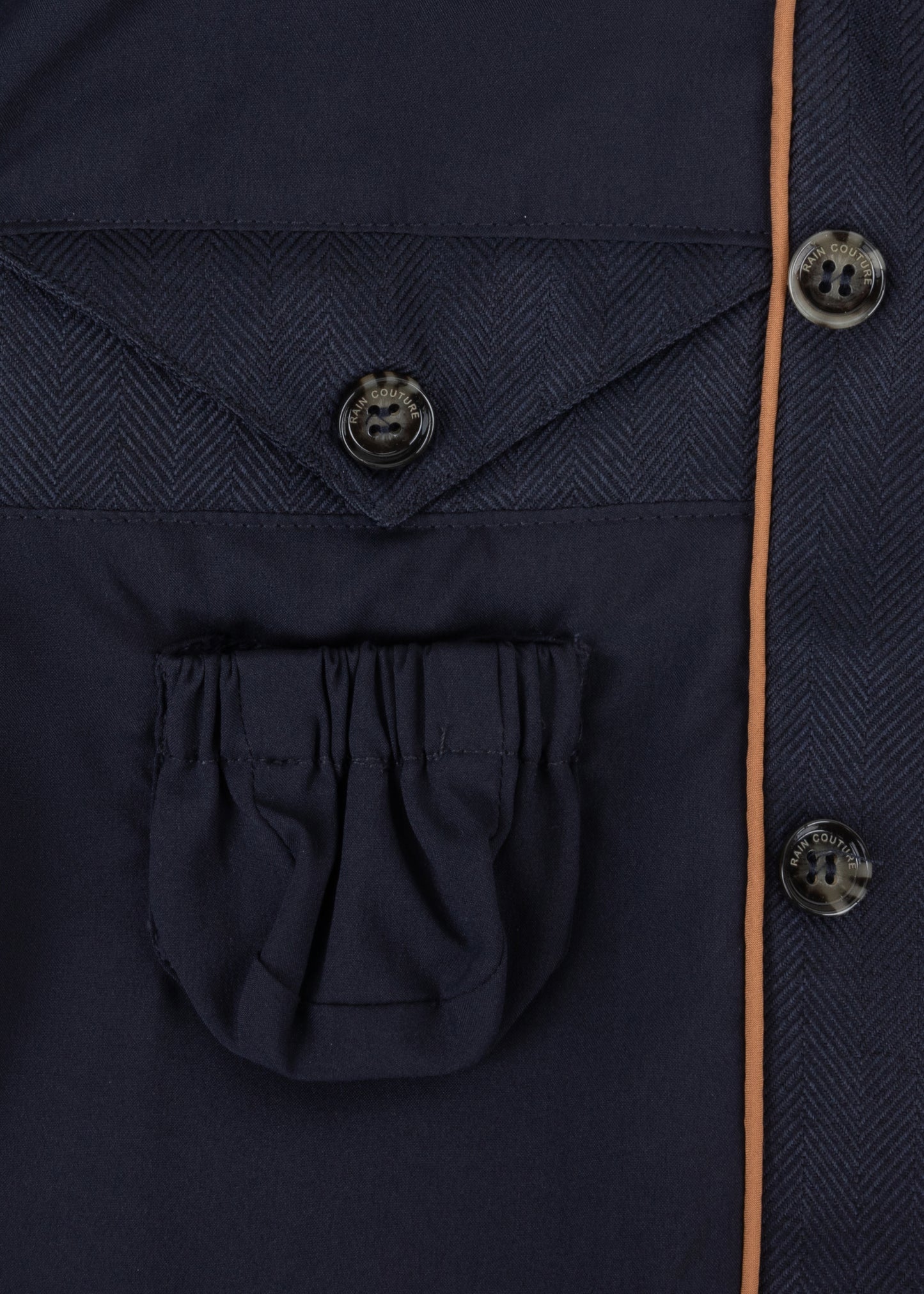 Waterproof Relaxed Fit Short Jacket  | Navy Herringbone