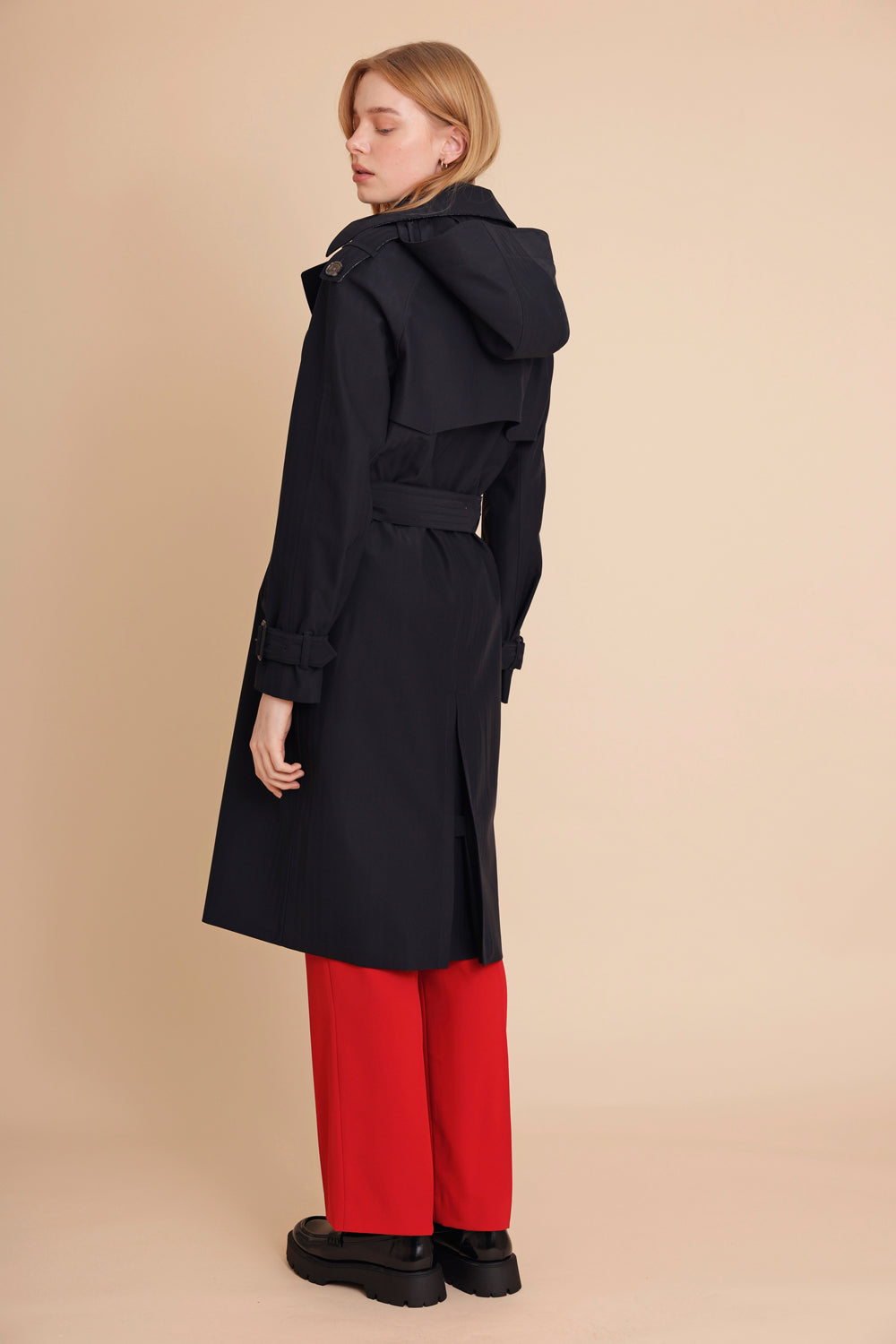 Waterproof Relaxed Fit Trenchcoat  | Navy Herringbone