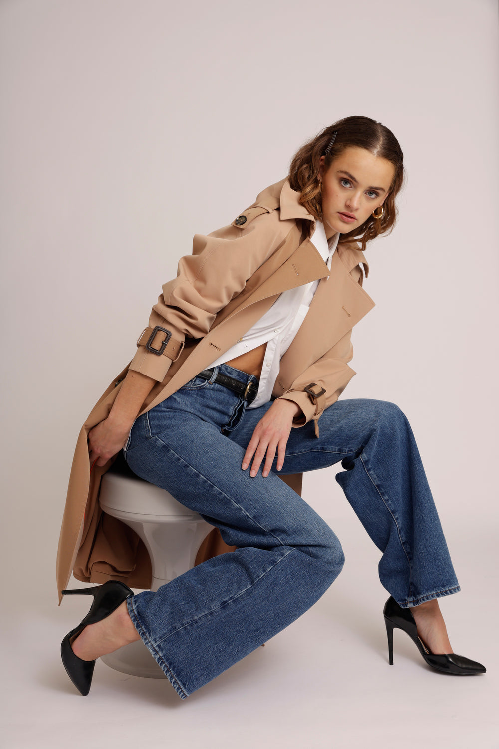 Waterproof Relaxed Fit Trenchcoat  | Beige Two Tone