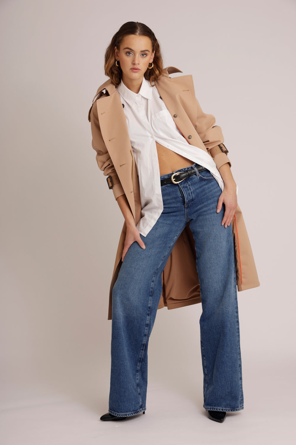 Waterproof Relaxed Fit Trenchcoat  | Beige Two Tone