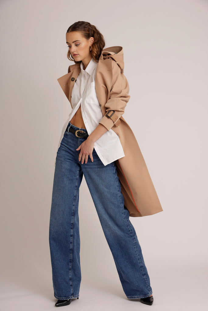 Waterproof Relaxed Fit Trenchcoat  | Beige Two Tone