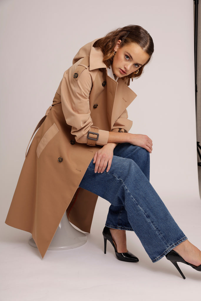 Waterproof Relaxed Fit Trenchcoat  | Beige Two Tone