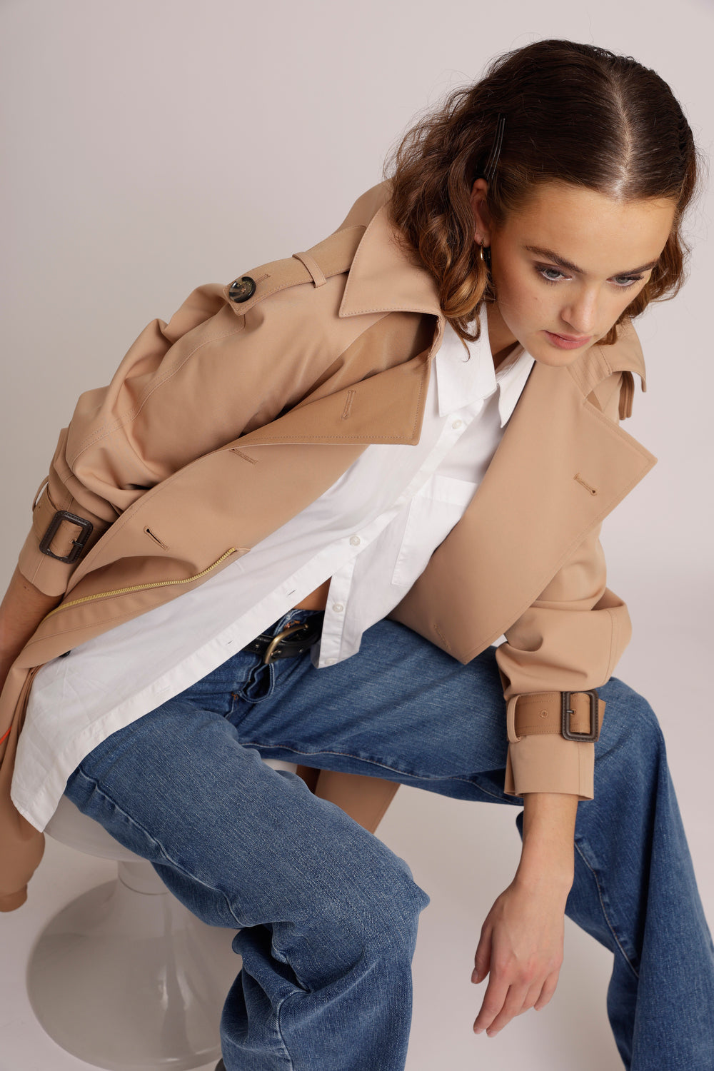 Waterproof Relaxed Fit Trenchcoat  | Beige Two Tone