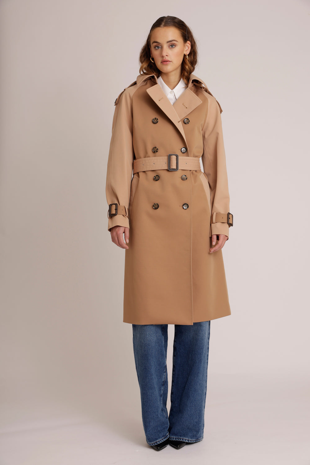 Waterproof Relaxed Fit Trenchcoat  | Beige Two Tone