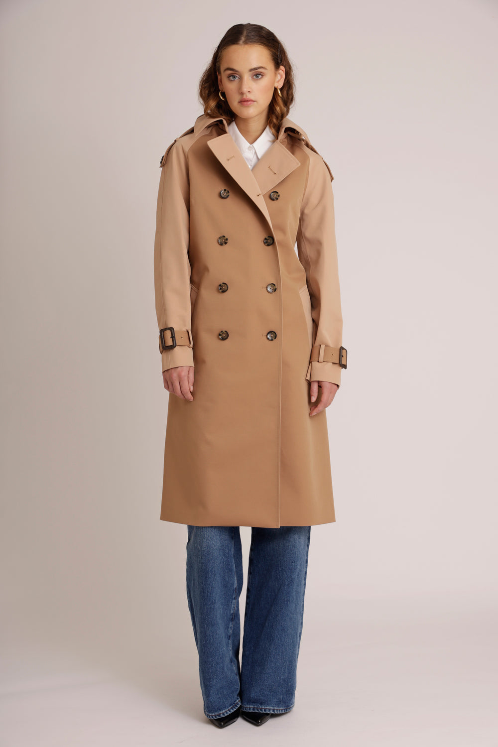 Waterproof Relaxed Fit Trenchcoat  | Beige Two Tone