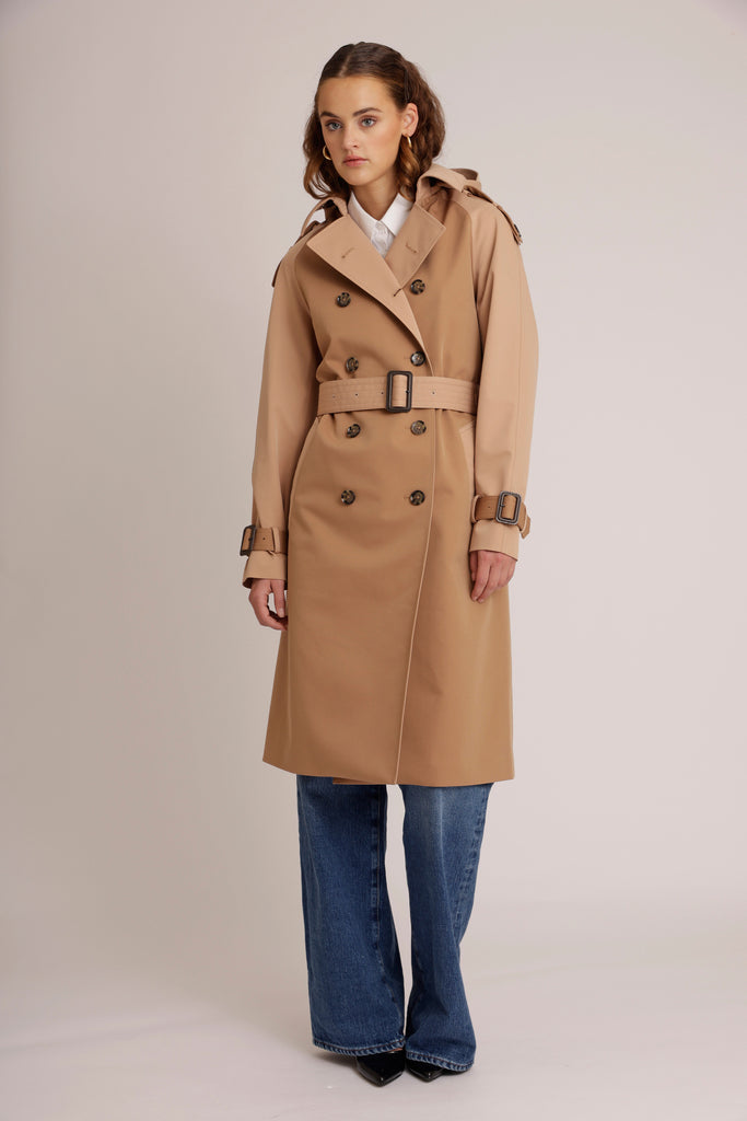 Waterproof Relaxed Fit Trenchcoat  | Beige Two Tone