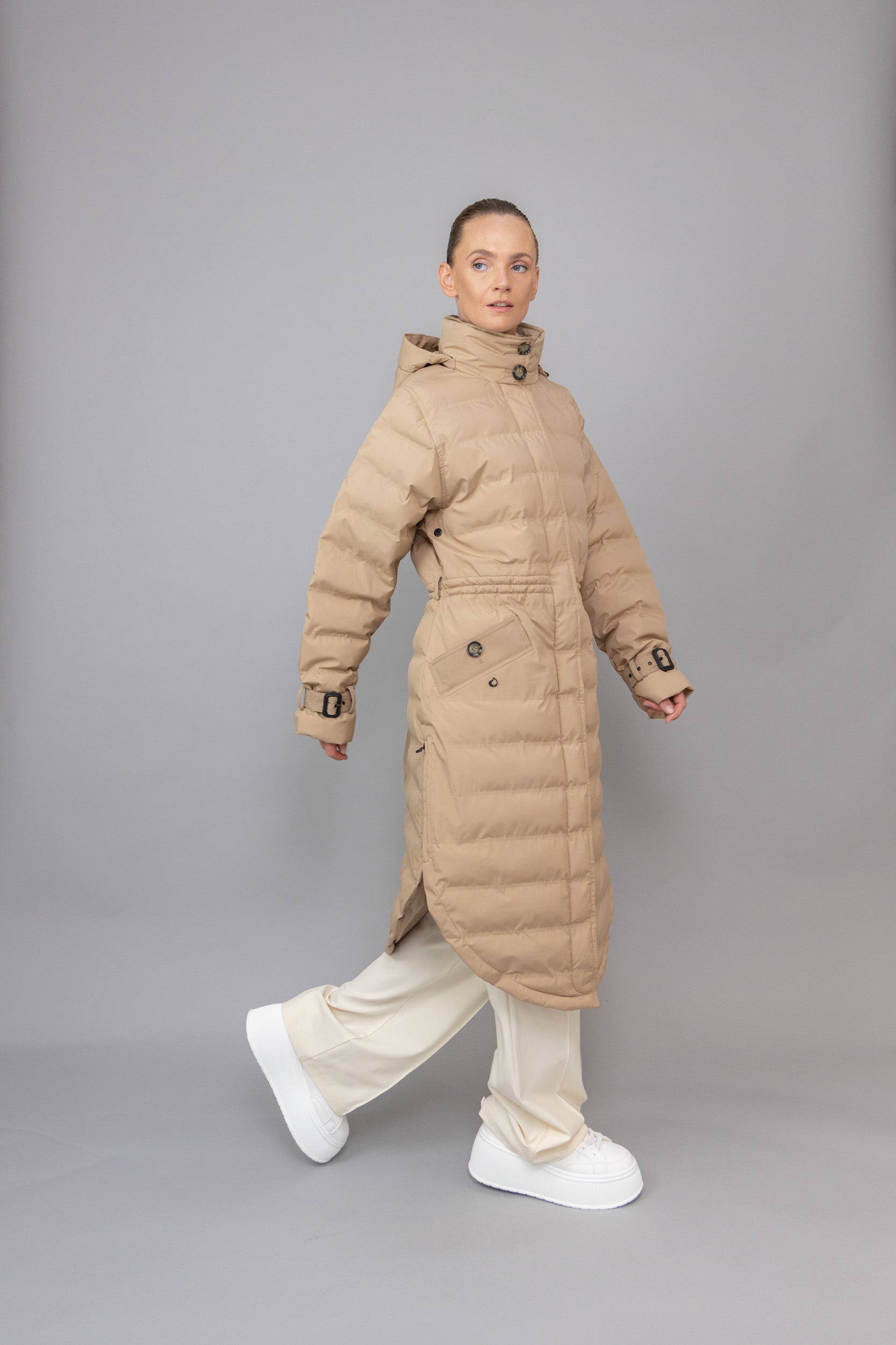 Waterproof Puffer Poncho - Beige