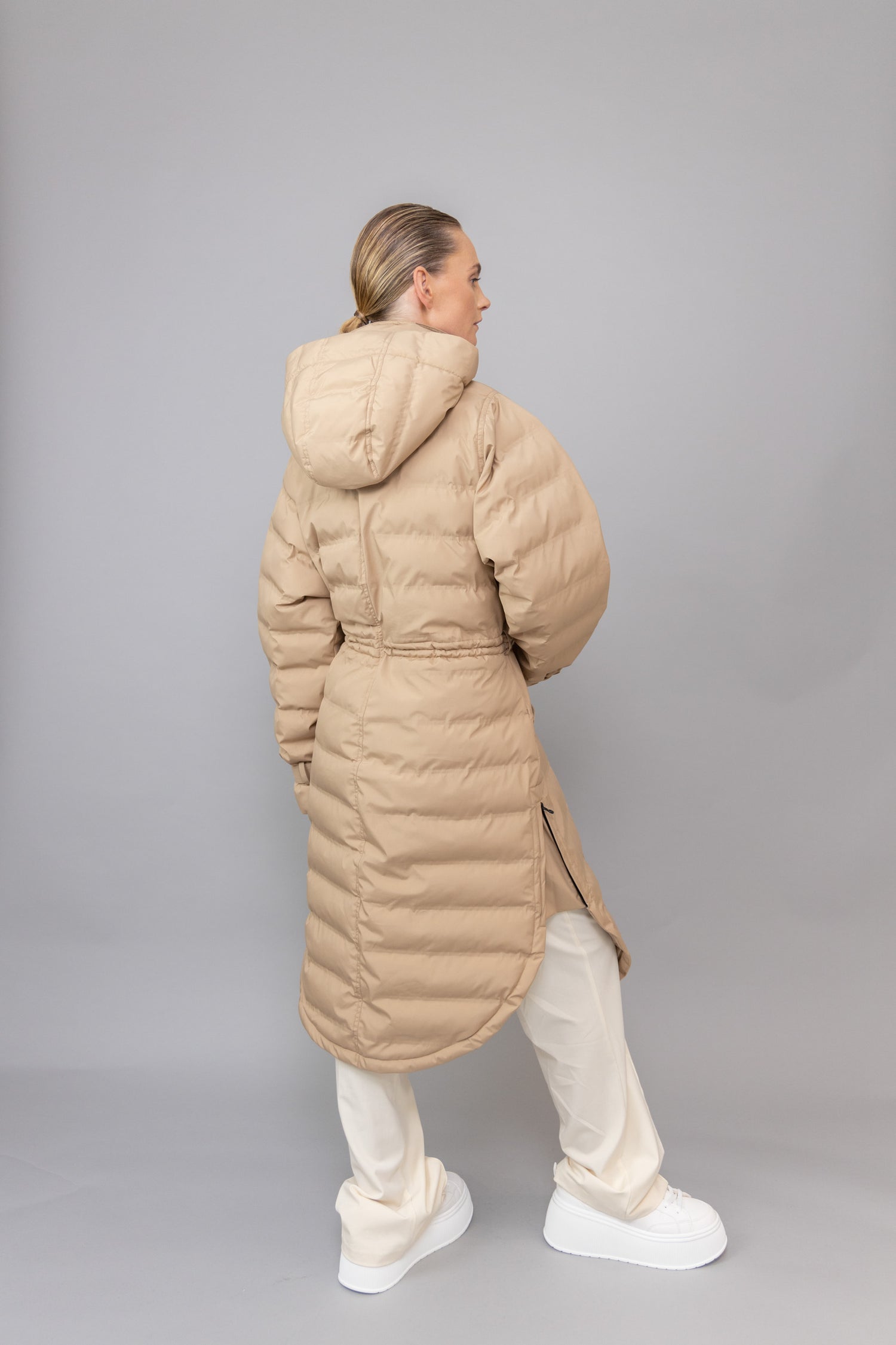 Waterproof Puffer Poncho - Beige