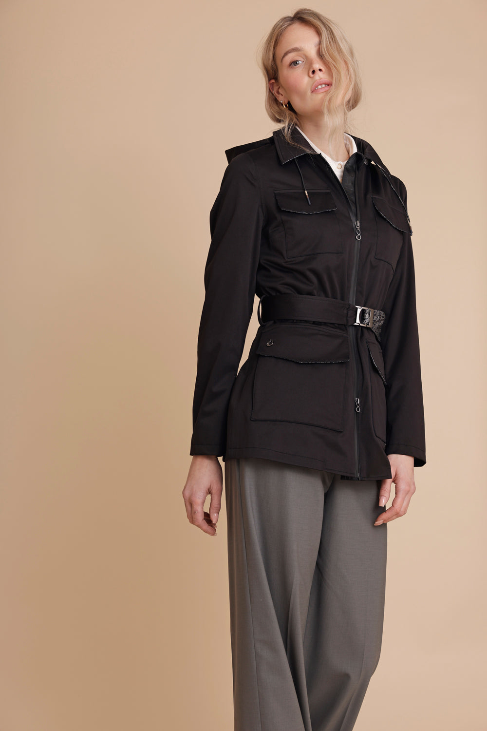 Waterproof Stretchable 4-Pocket Jacket | Blacl