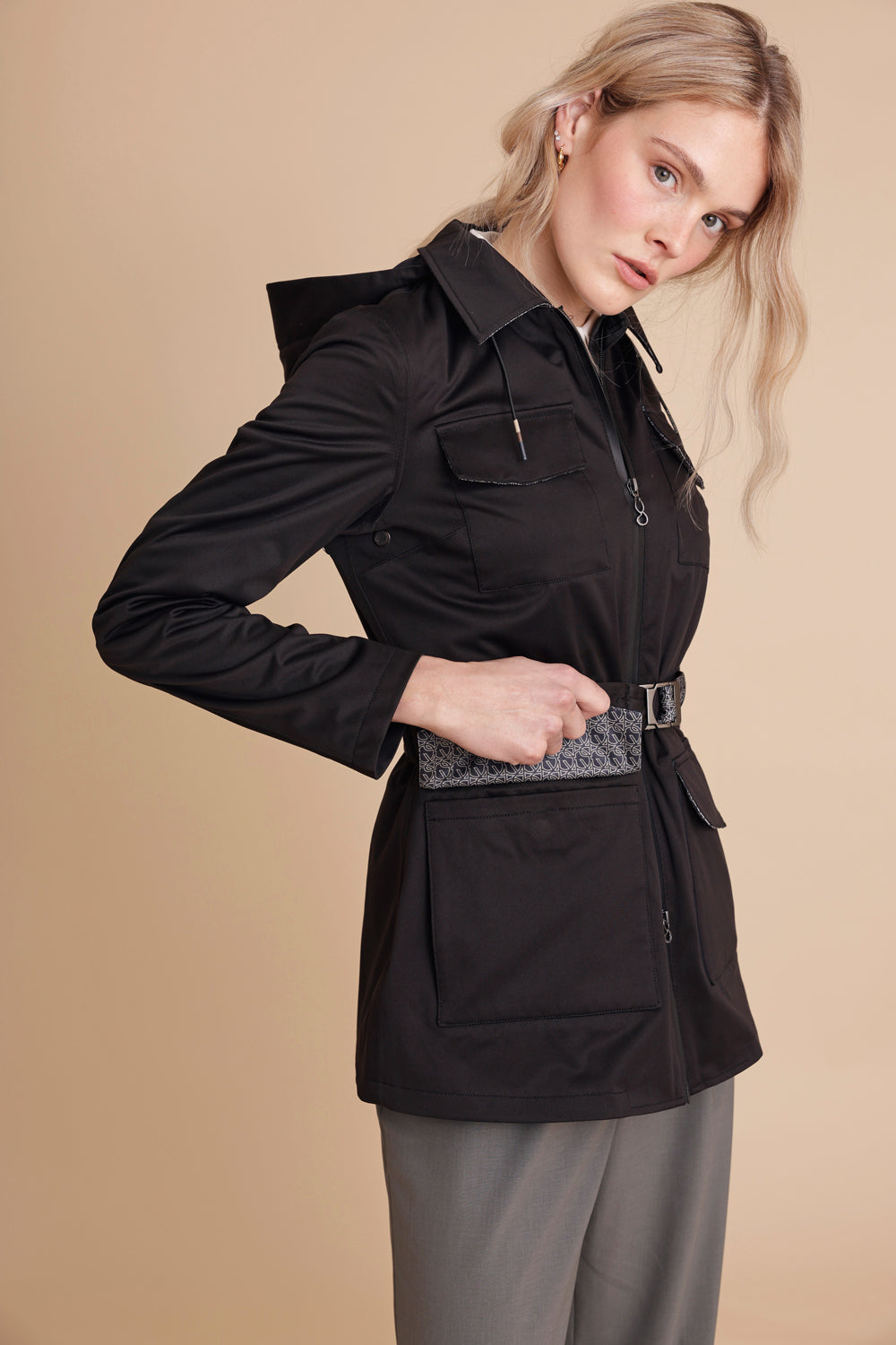 Waterproof Stretchable 4-Pocket Jacket | Blacl