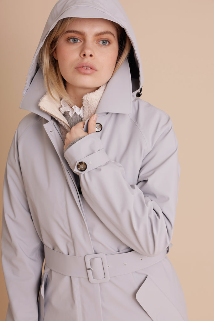 Packable Travel Trench - Blue-Gray