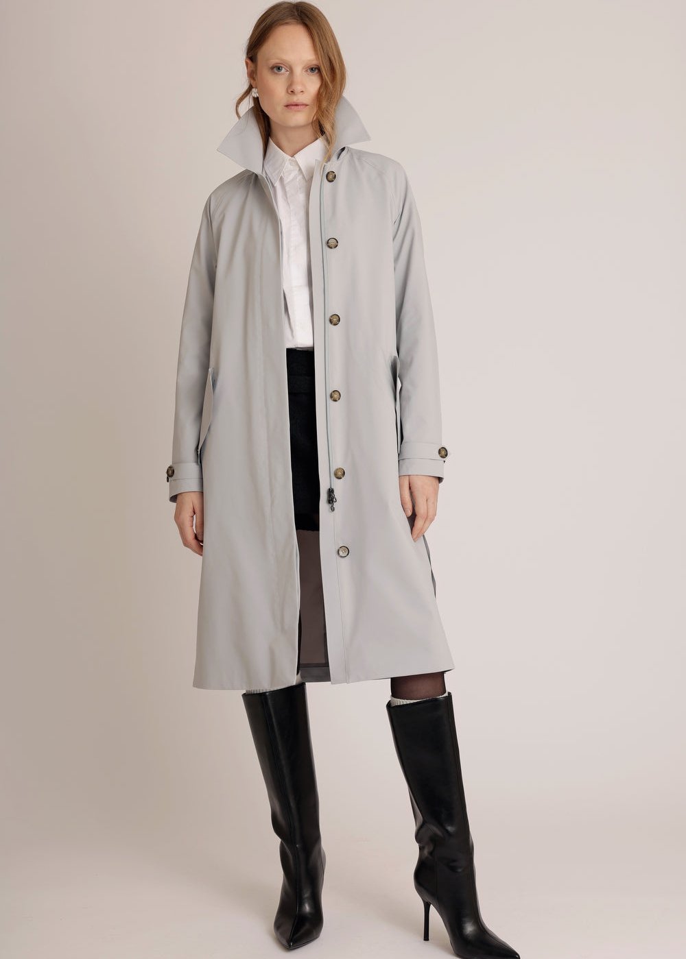 Packable Travel Trench - Sky-Grey