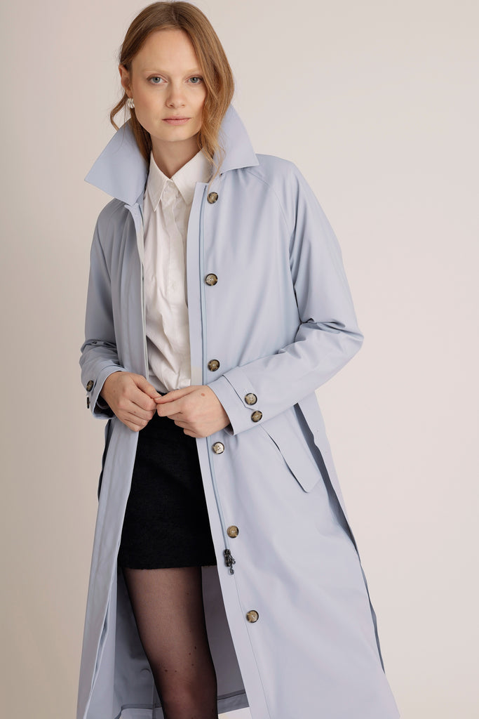 Waterproof Packable Straight-Fit Trenchcoat  | Sky Gray