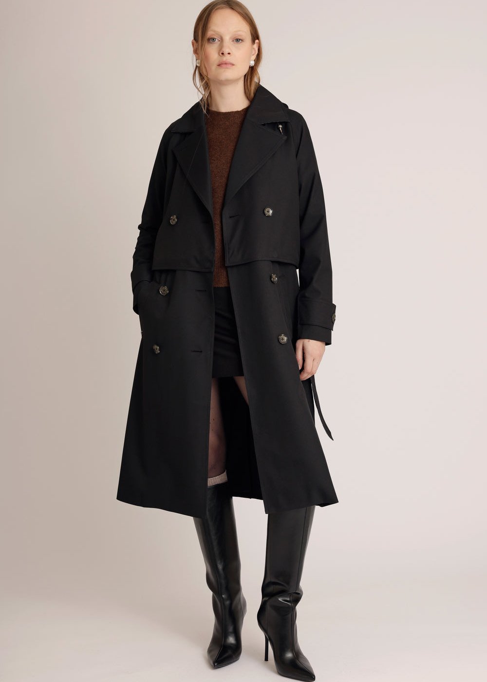 Waterproof Zip-Off Trench - Black