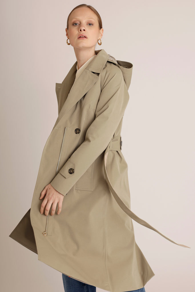 Waterproof Straight Trench - Khaki Green