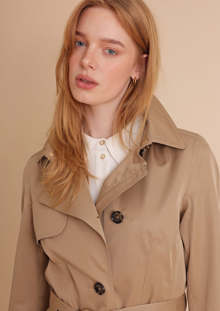 Waterproof Tailored Trenchcoat - Dark Satin Camel