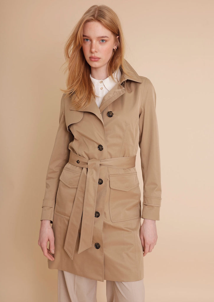 Waterproof Tailored Trenchcoat - Dark Satin Camel