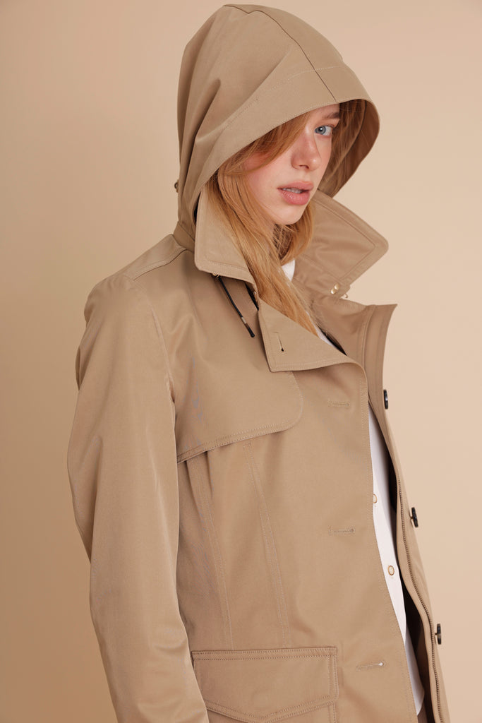 Waterproof Tailored Trenchcoat - Dark Satin Camel